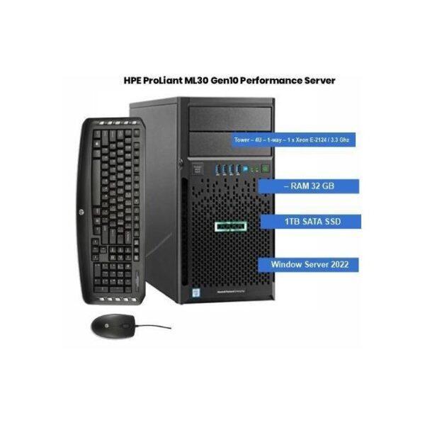 HPE PROLIANT SERVER ML30 Gen10 E-2224 3.4GHz 4-Core 16GB 1TB SATA PWR